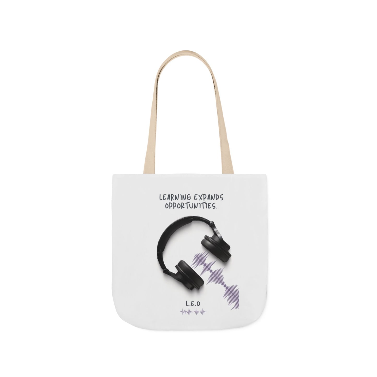 Personalized Initial Quote Headphones Canvas Tote Custom Name
