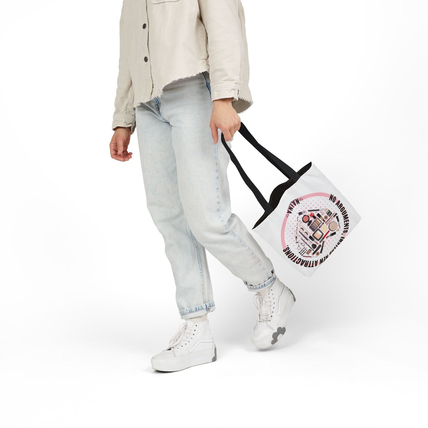 Personalized Initial Quote Cosmetic Heart Canvas Tote Custom Name