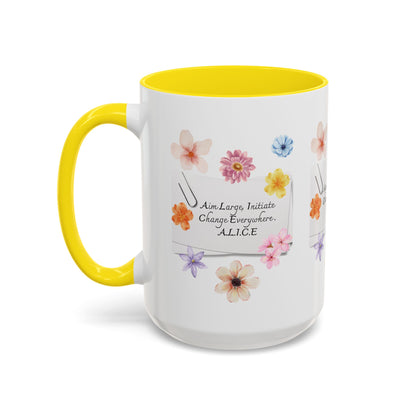 Personalized Floral Clip Note Accent Coffee Mug