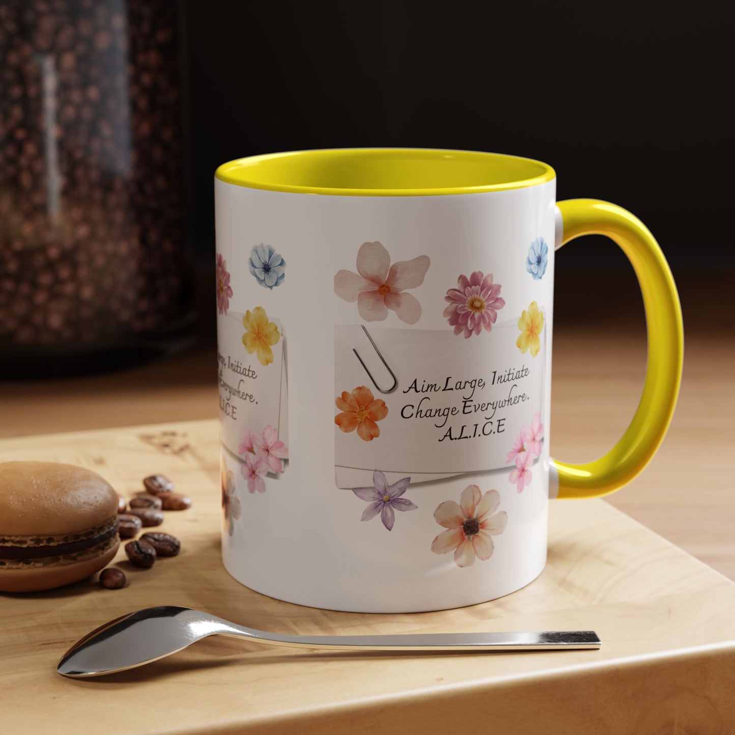 Personalized Floral Clip Note Accent Coffee Mug