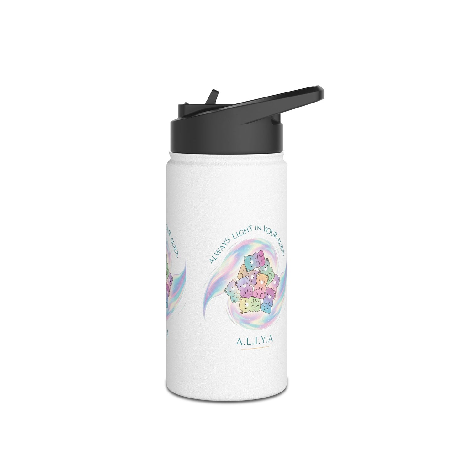Personalized Initial Pastel Bear Stainless Steel Water Bottle