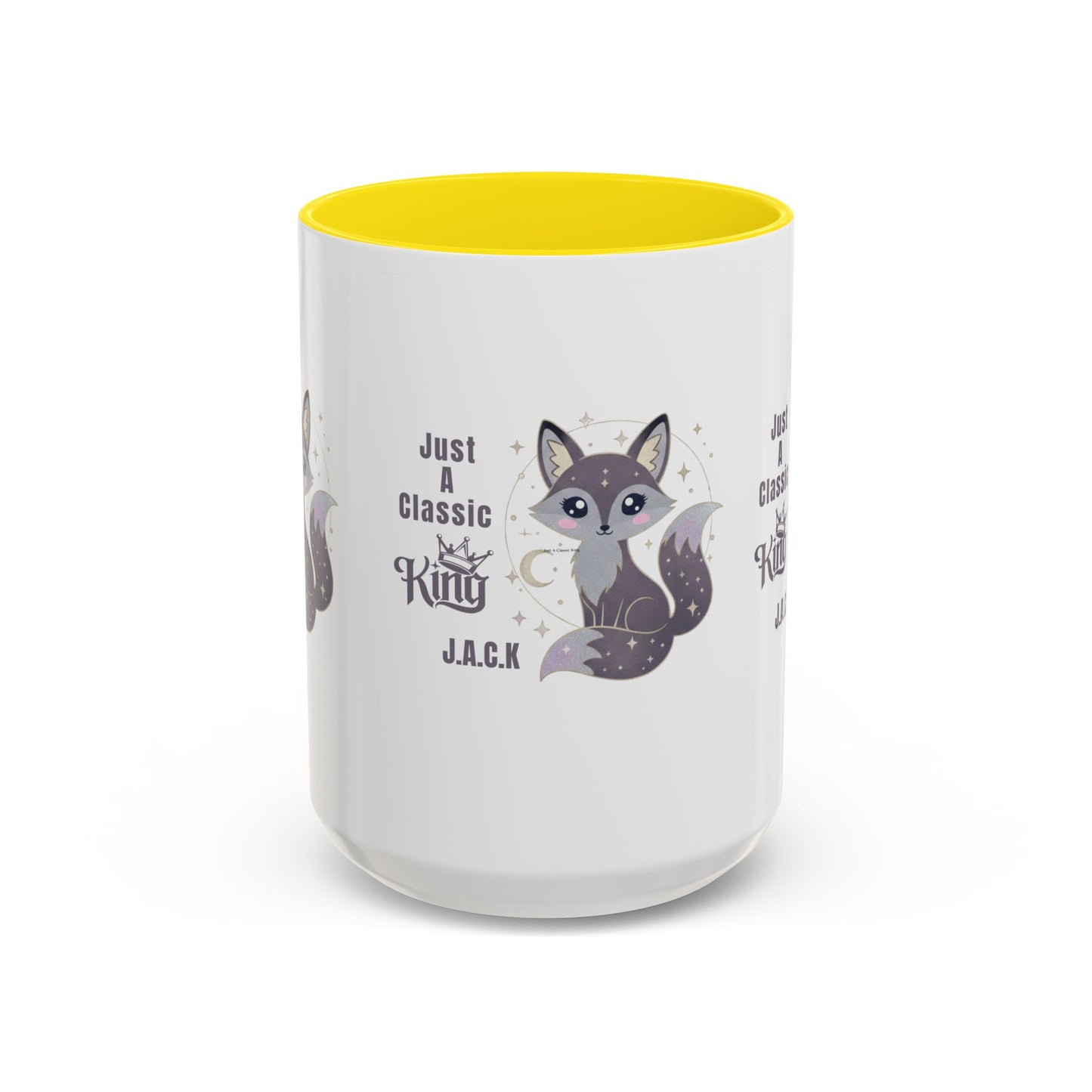 Personalized Initial Fox King Accent Coffee Mug
