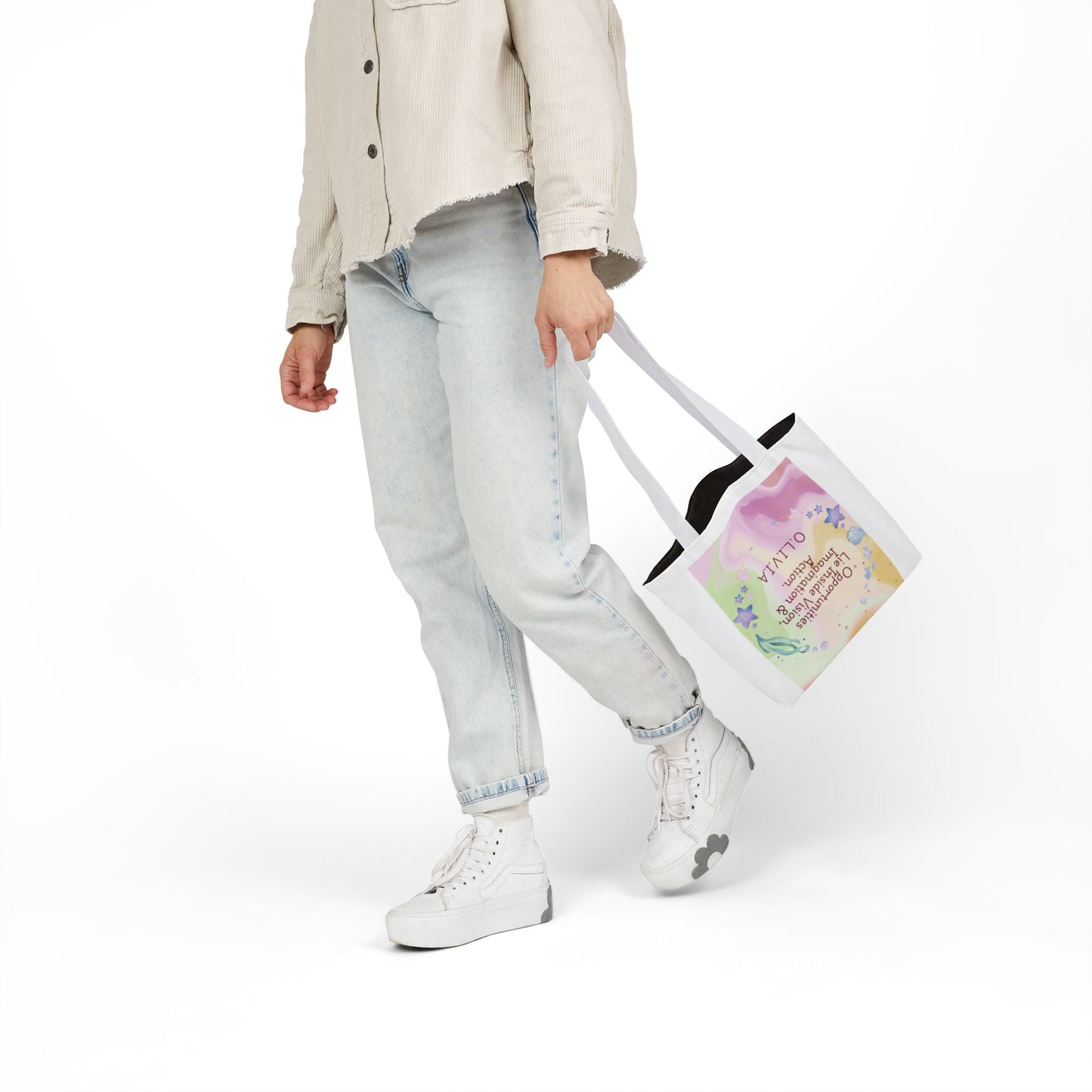 Personalized Initial Quote Ocean Theme Canvas Tote Custom Name