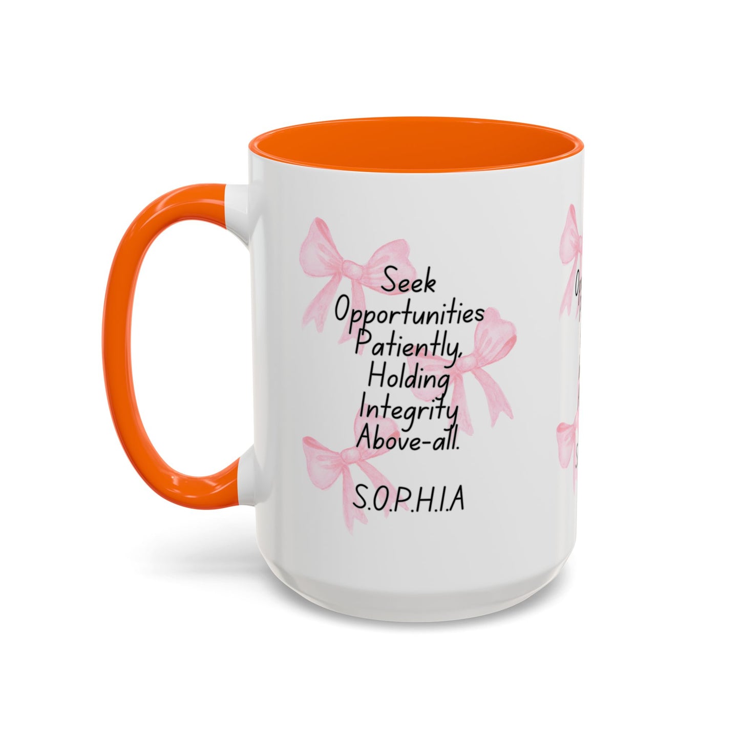 Personalized Pink Bow Accent Coffee Mug