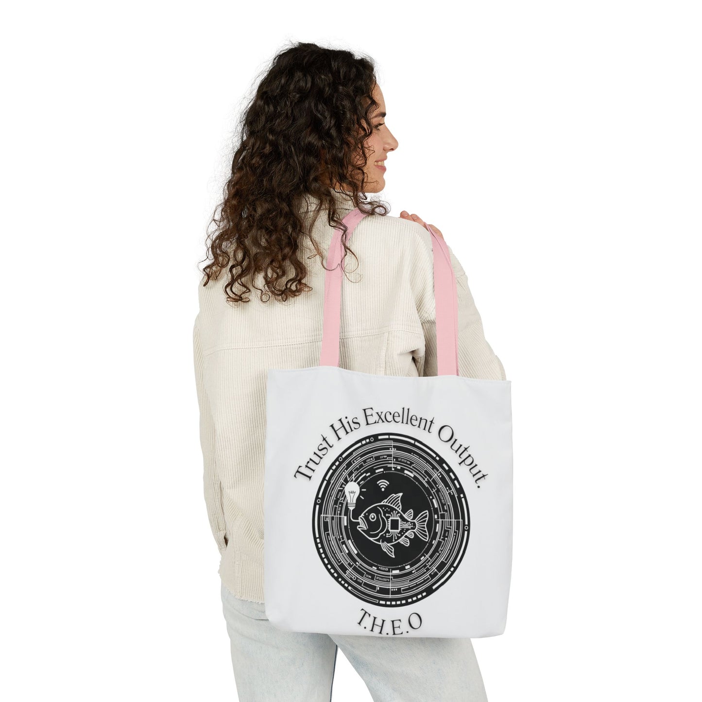 Personalized Initial Quote Circle Fish Canvas Tote Custom Name