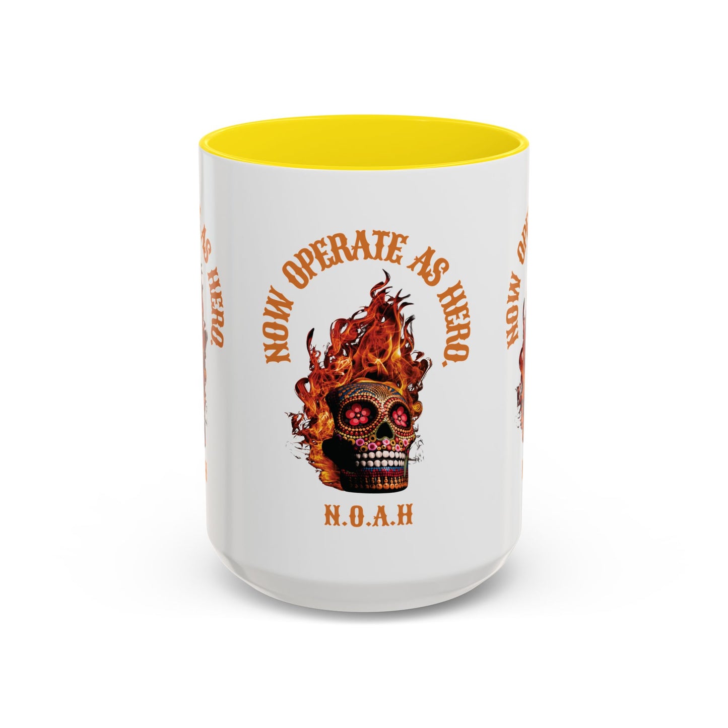 Personalized Initial Fire Skull Accent Coffee Mug