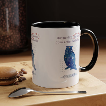 Personalized Initial Galaxy Owl Accent Coffee Mug