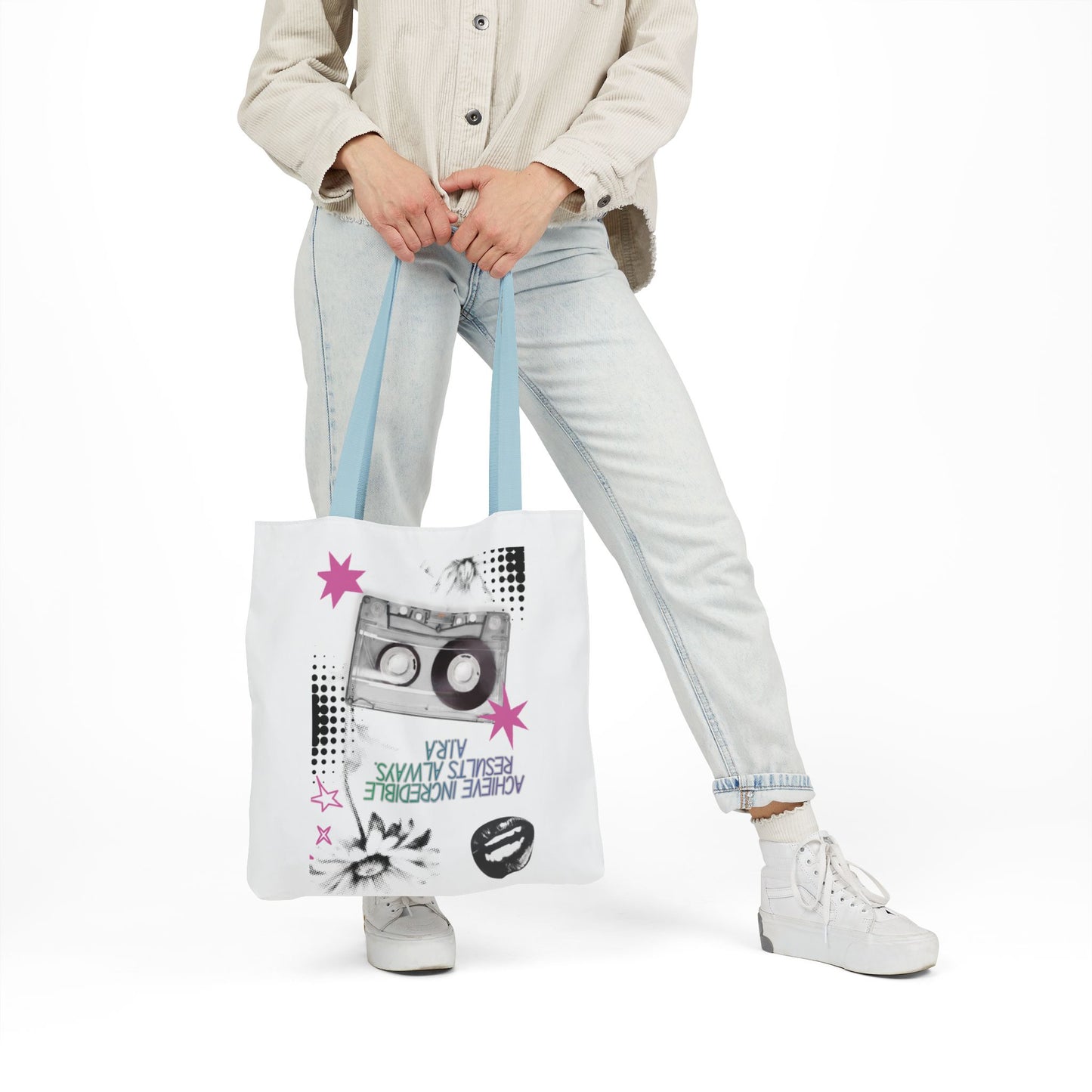 Personalized Initial Quote Cassette Vibes Canvas Tote Custom Name