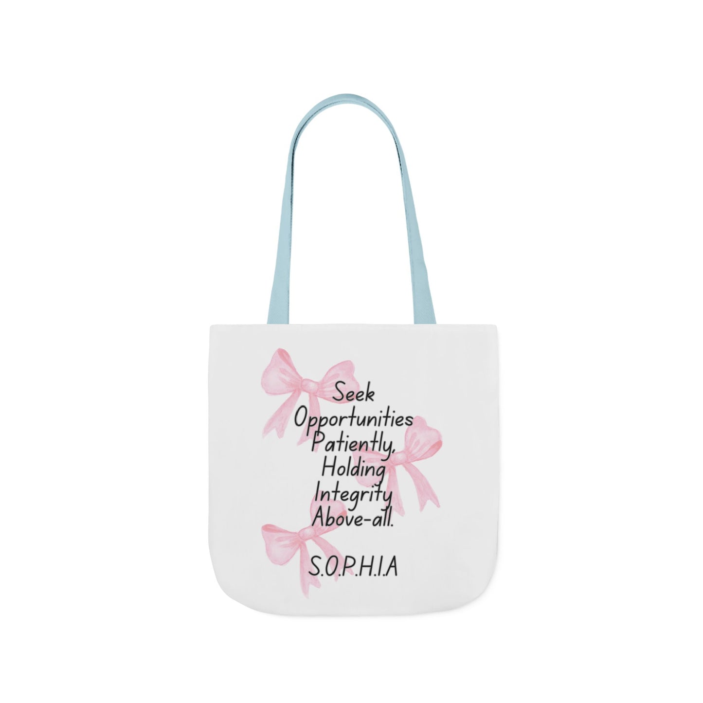 Personalized Initial Quote Pink Bow Canvas Tote Custom Name