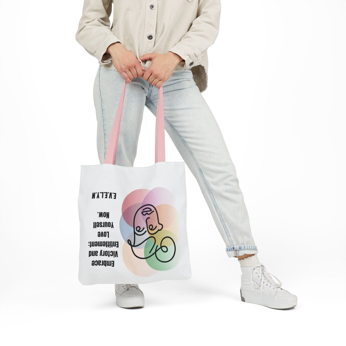 Personalized Initial Quote Sketch Girl Canvas Tote Custom Name