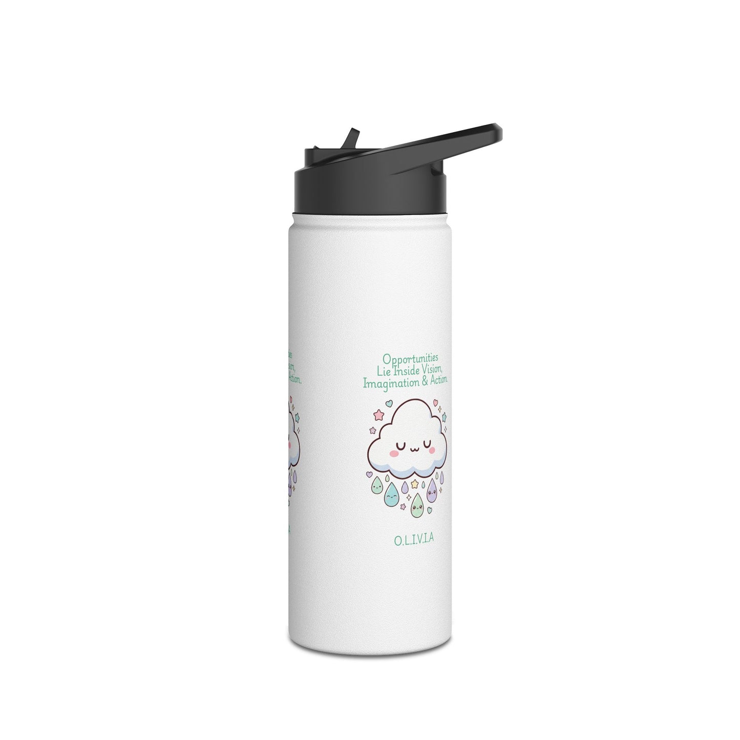 Personalized Initial Quote Cloud Dripping Stainless Steel Water Bottle