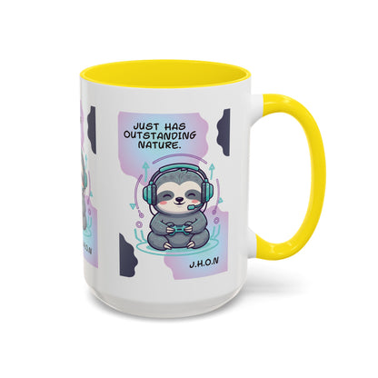 Personalized Initial Sloth Gamer Accent Coffee Mug