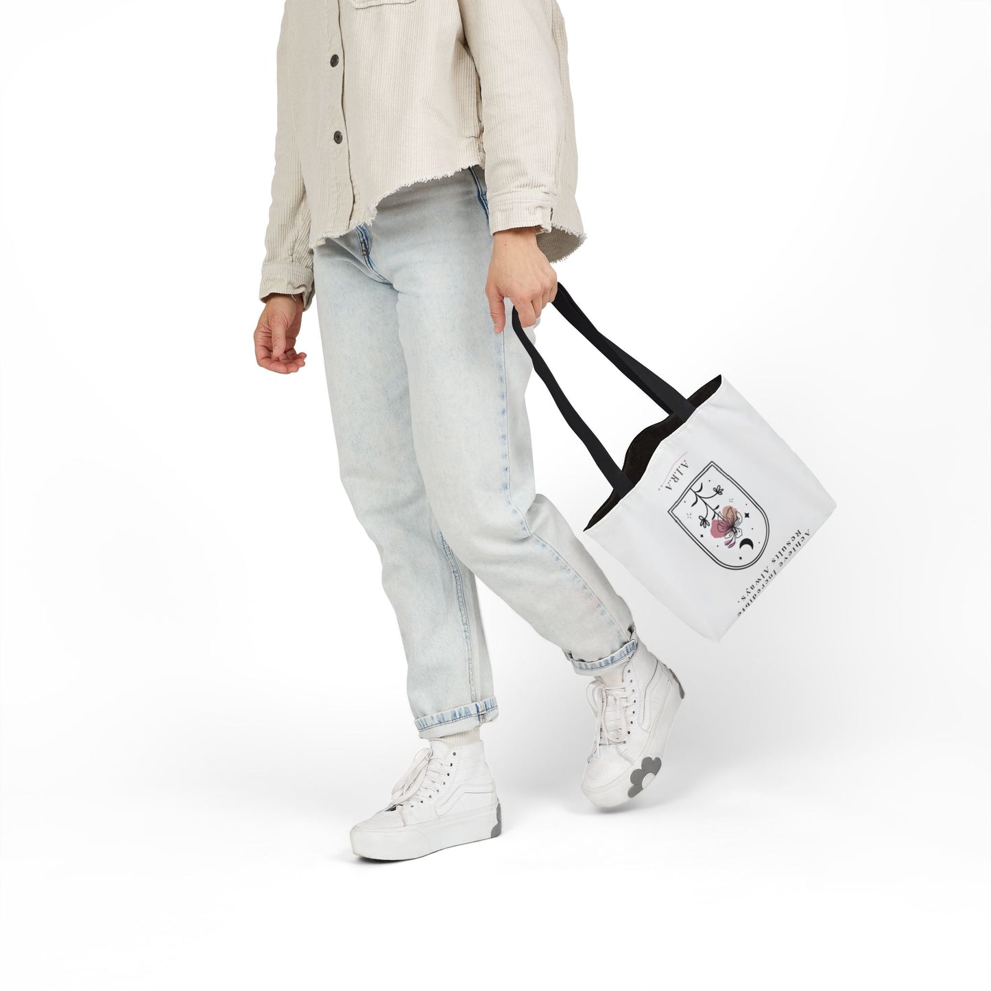 Personalized Initial Quote Floral Moon Canvas Tote Custom Name