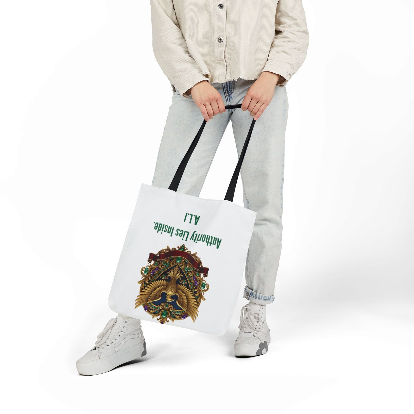 Personalized Initial Quote Eagle Wings Canvas Tote Custom Name