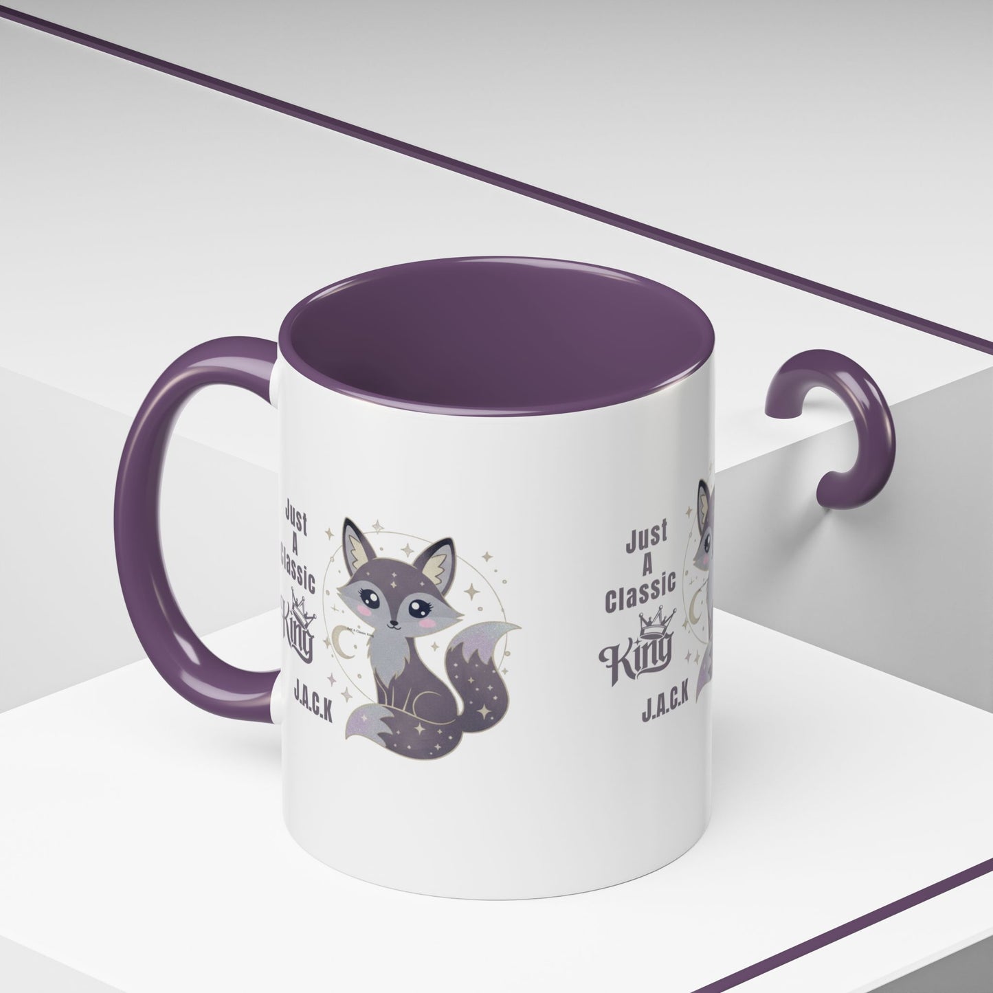 Personalized Initial Fox King Accent Coffee Mug
