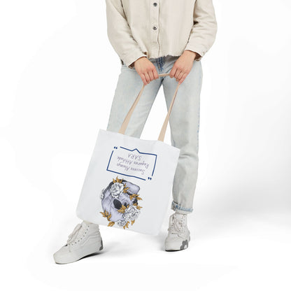 Personalized Initial Quote Floral Skull Canvas Tote Custom Name