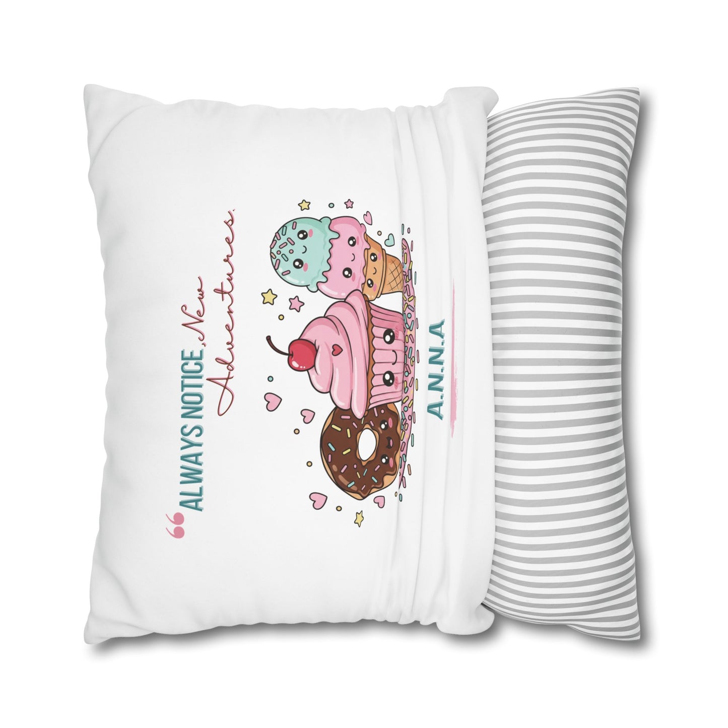 Personalized Initial Quote Sweet Treat — Custom Sayings on Square Poly Canvas Pillowcase