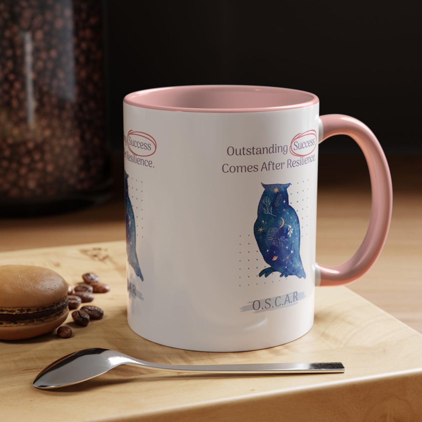 Personalized Initial Galaxy Owl Accent Coffee Mug