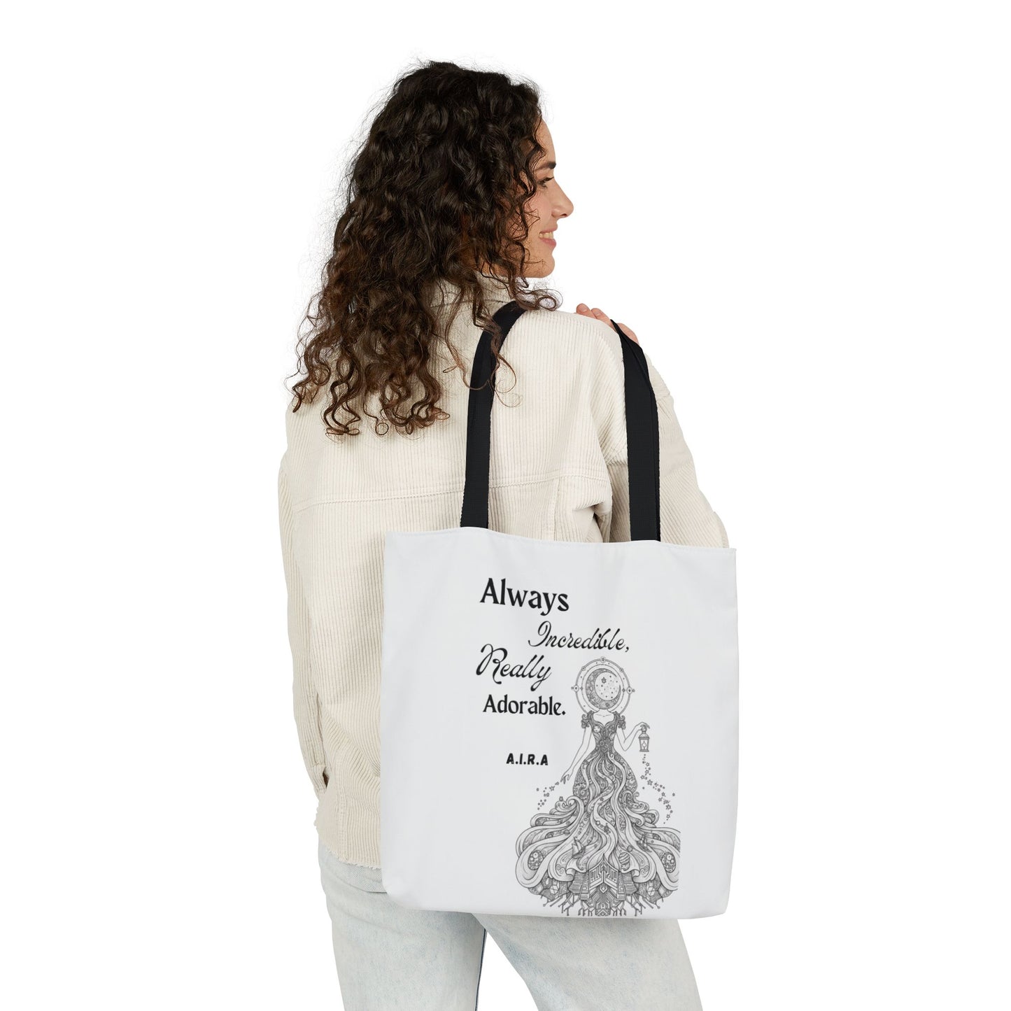 Personalized Initial Quote Light Girl Canvas Tote Custom Name