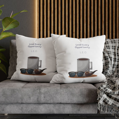 Personalized Initial Quote Coffee and Sunglasses — Custom Sayings on Square Poly Canvas Pillowcase