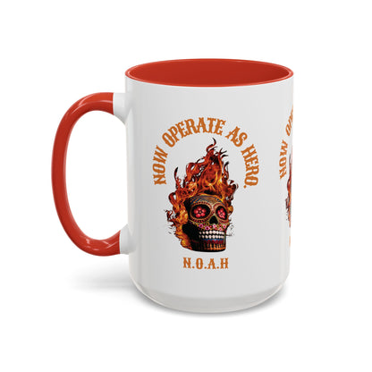 Personalized Initial Fire Skull Accent Coffee Mug