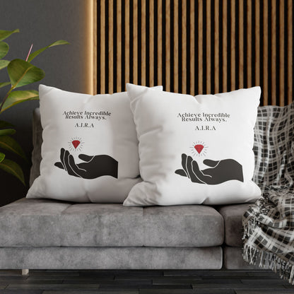 Personalized Initial Quote Gem Hand — Custom Sayings on Square Poly Canvas Pillowcase