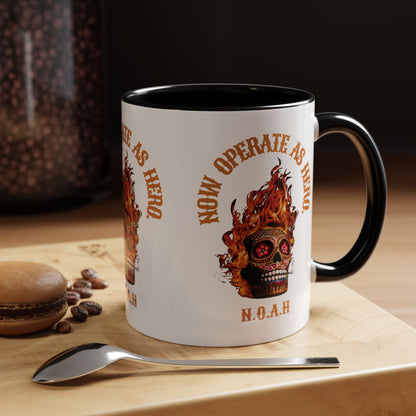 Personalized Initial Fire Skull Accent Coffee Mug