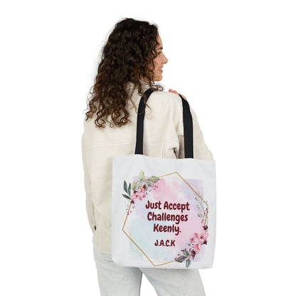 Personalized Initial Quote Floral Frame Canvas Tote Custom Name
