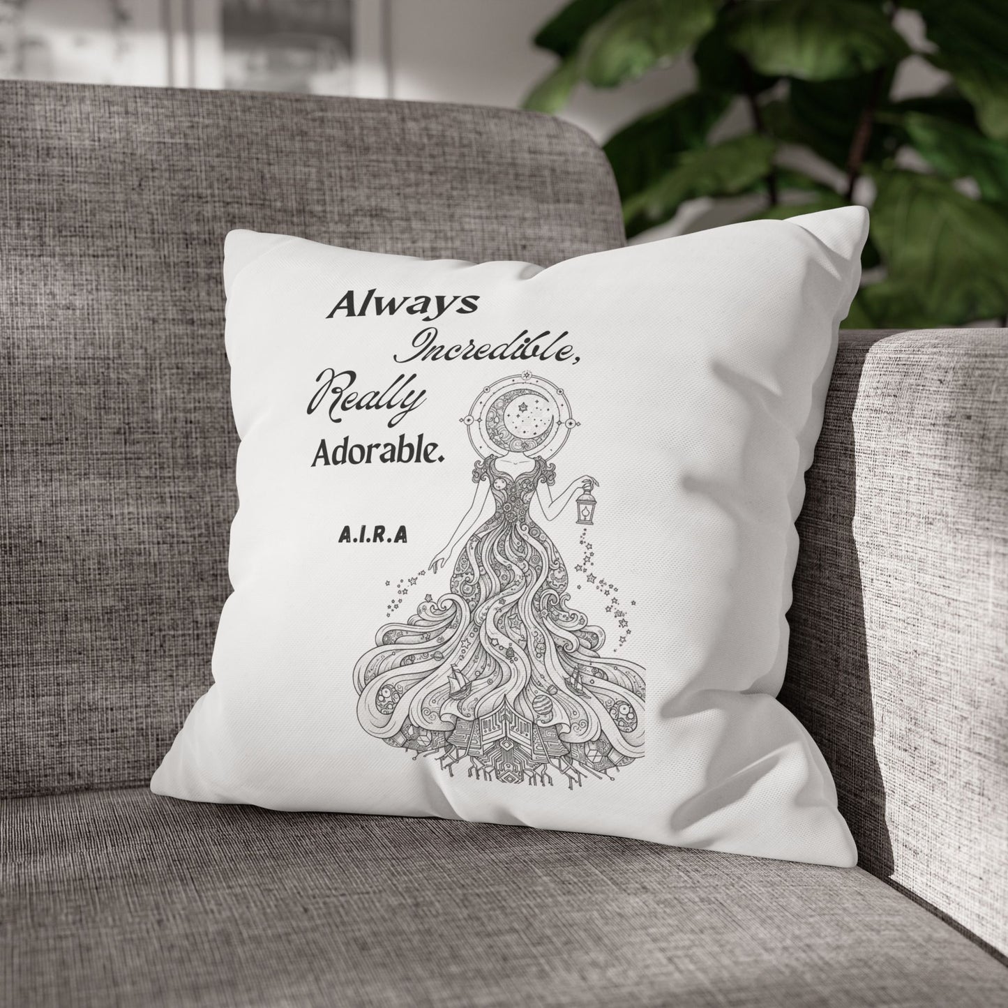 Personalized Initial Quote Light Girl — Custom Sayings on Square Poly Canvas Pillowcase