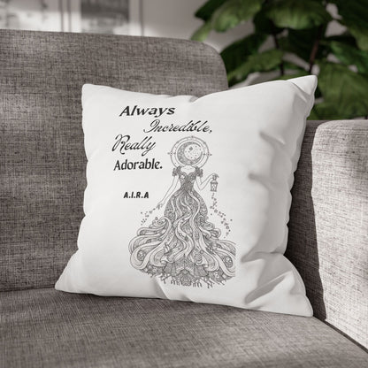 Personalized Initial Quote Light Girl — Custom Sayings on Square Poly Canvas Pillowcase