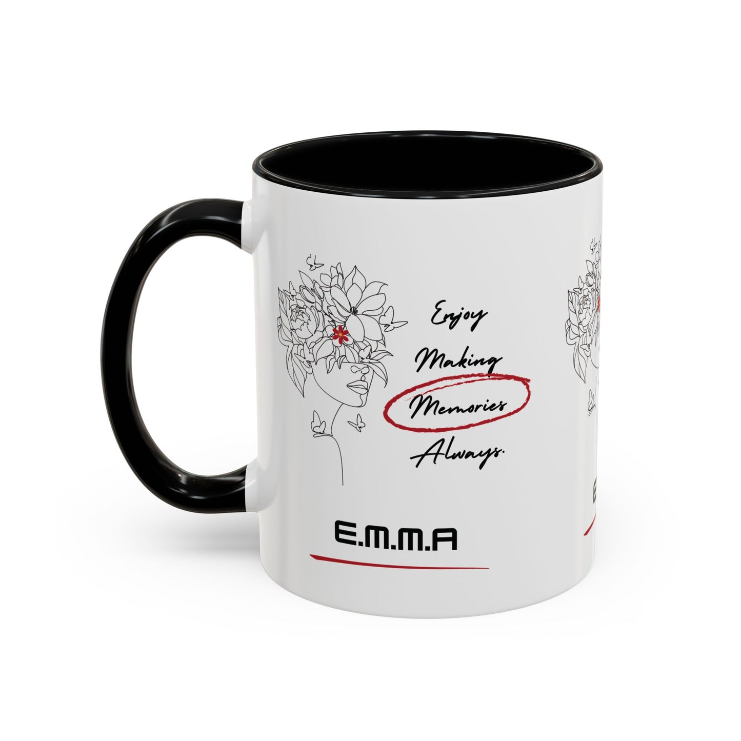 Personalized Initial Floral Girl Accent Coffee Mug