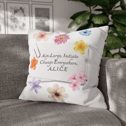 Personalized Initial Quote Clip Note — Custom Sayings on Square Poly Canvas Pillowcase