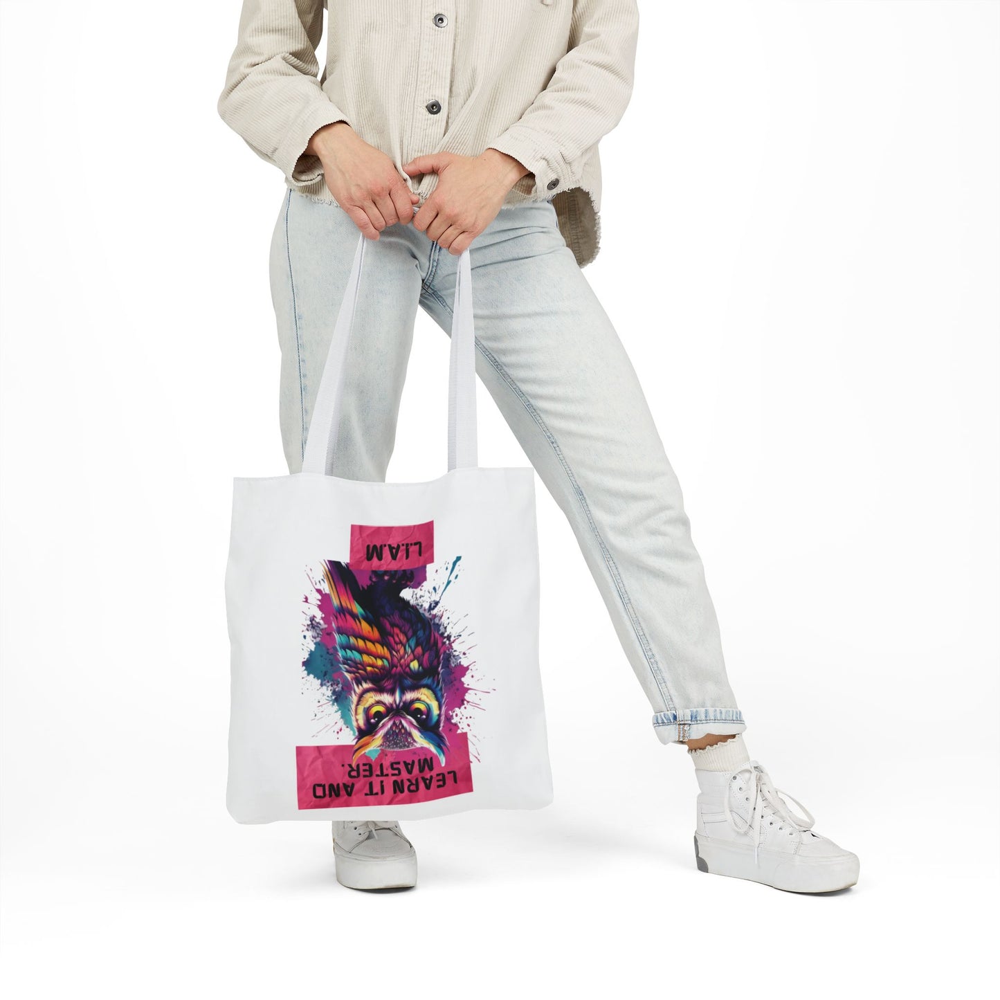 Personalized Initial Quote Owl Canvas Tote Custom Name