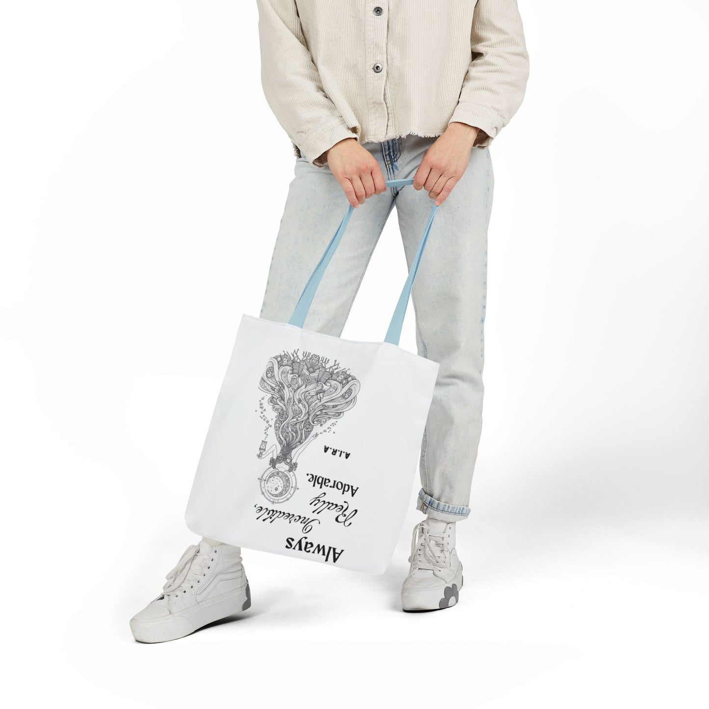 Personalized Initial Quote Light Girl Canvas Tote Custom Name