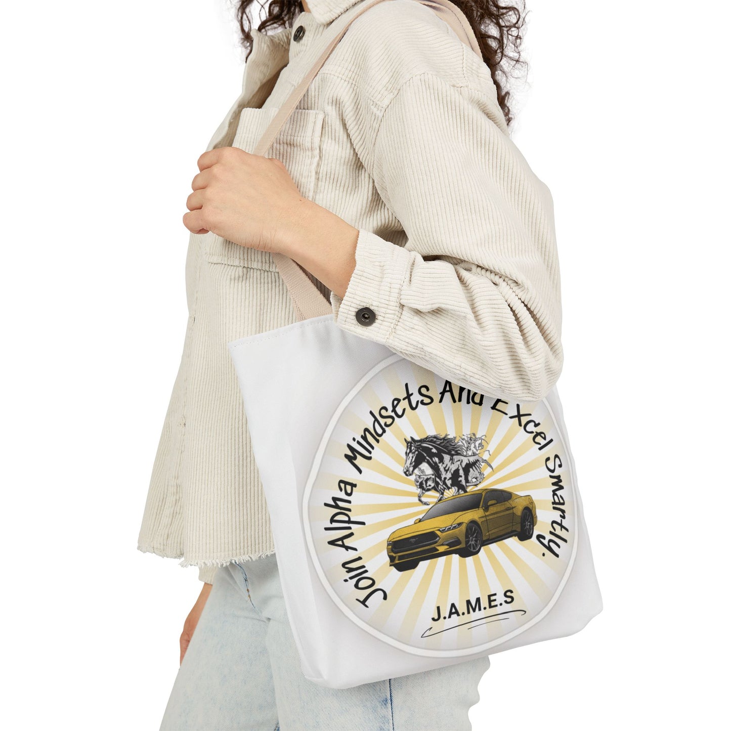 Personalized Initial Quote Horse Car Canvas Tote Custom Name