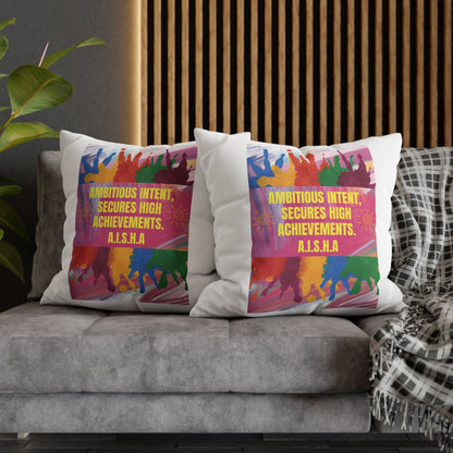 Personalized Initial Quote Colorful Paint — Custom Sayings on Square Poly Canvas Pillowcase