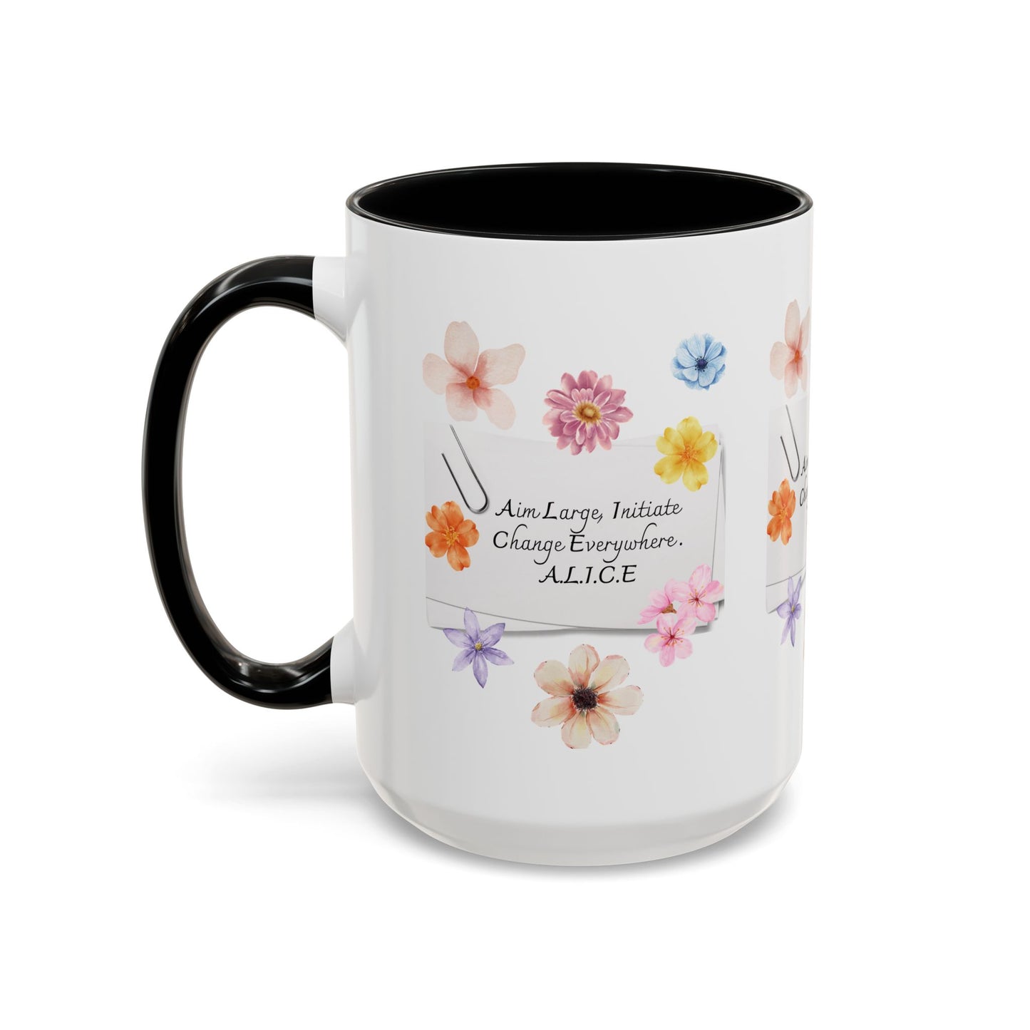 Personalized Floral Clip Note Accent Coffee Mug