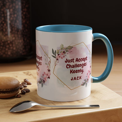 Personalized Floral Frame Accent Coffee Mug