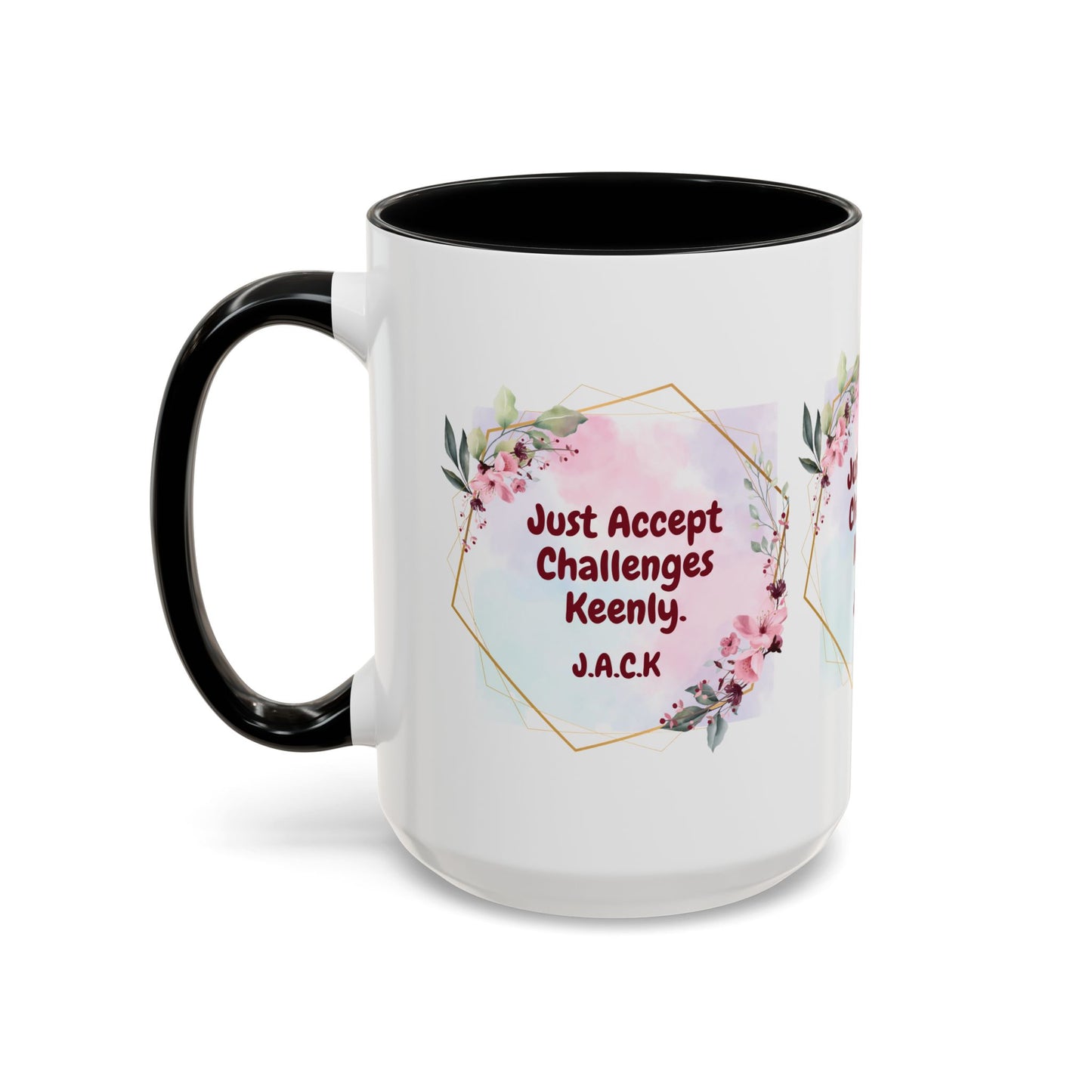 Personalized Floral Frame Accent Coffee Mug
