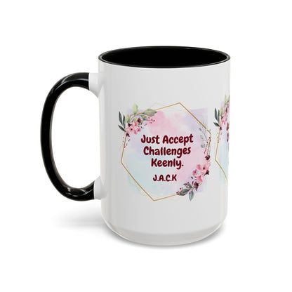 Personalized Floral Frame Accent Coffee Mug