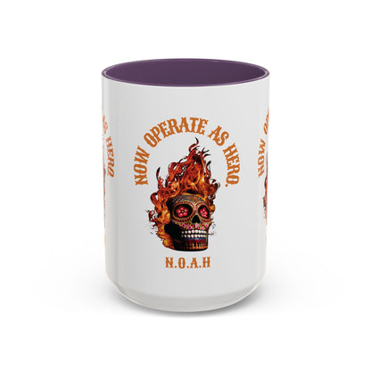 Personalized Initial Fire Skull Accent Coffee Mug