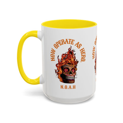Personalized Initial Fire Skull Accent Coffee Mug