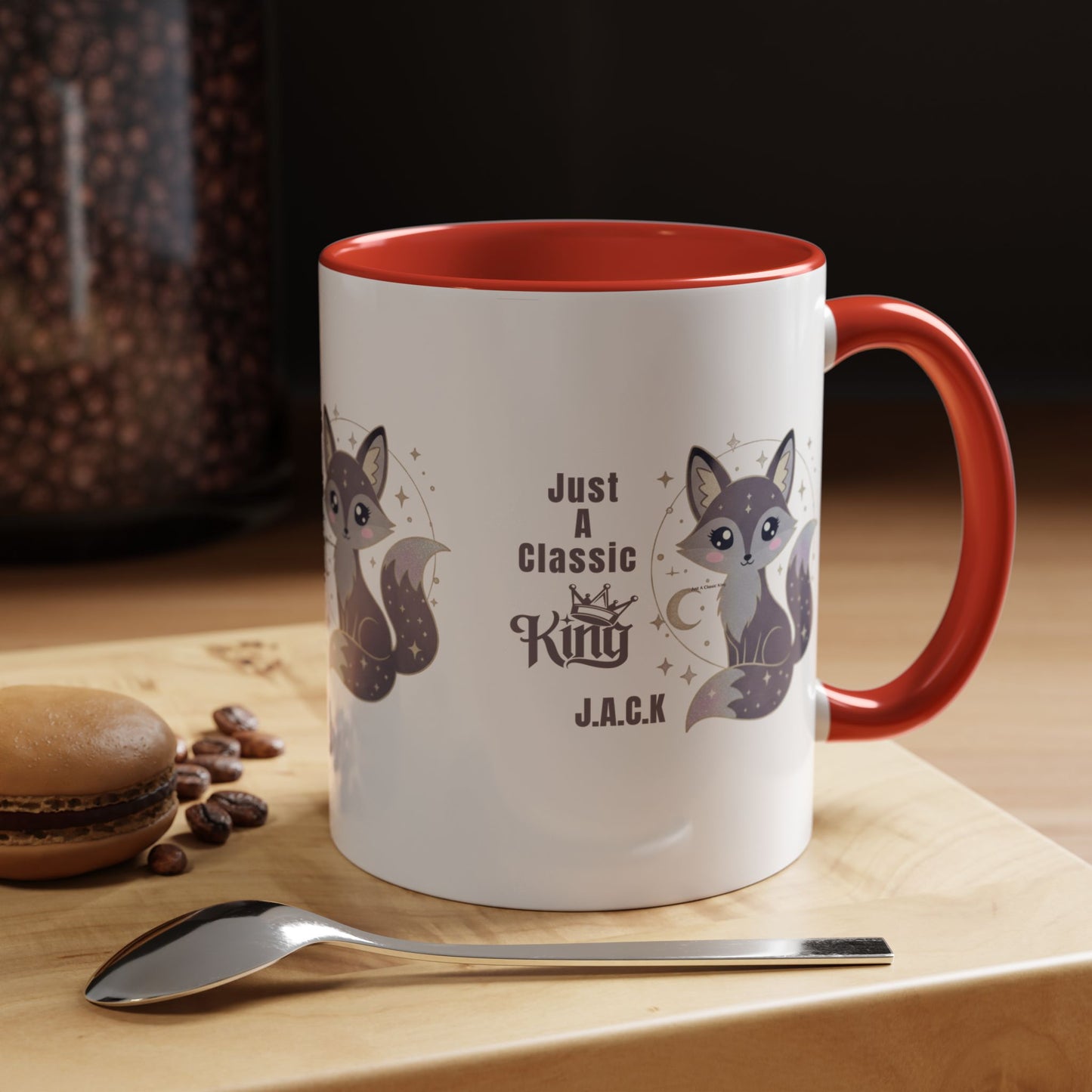 Personalized Initial Fox King Accent Coffee Mug