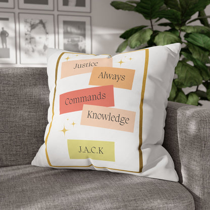 Personalized Initial Quote Pastel Inspirational — Custom Sayings on Square Poly Canvas Pillowcase