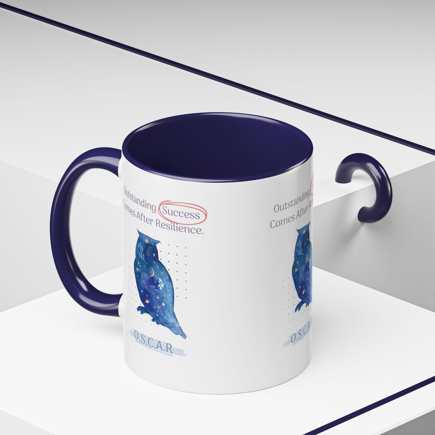 Personalized Initial Galaxy Owl Accent Coffee Mug