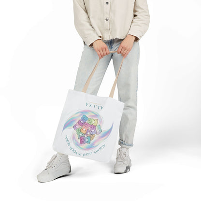 Personalized Initial Quote Pastel Cloud Canvas Tote Custom Name