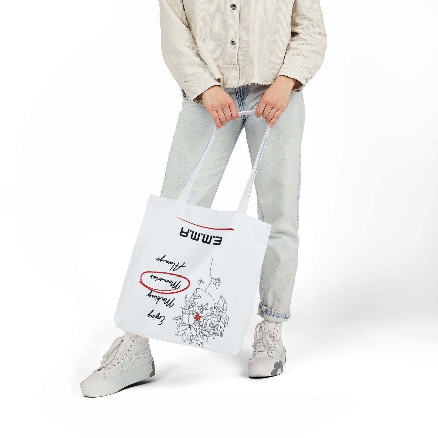 Personalized Initial Quote Floral Girl Canvas Tote Custom Name