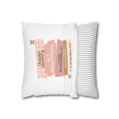 Personalized Initial Quote Note Steps — Custom Sayings on Square Poly Canvas Pillowcase