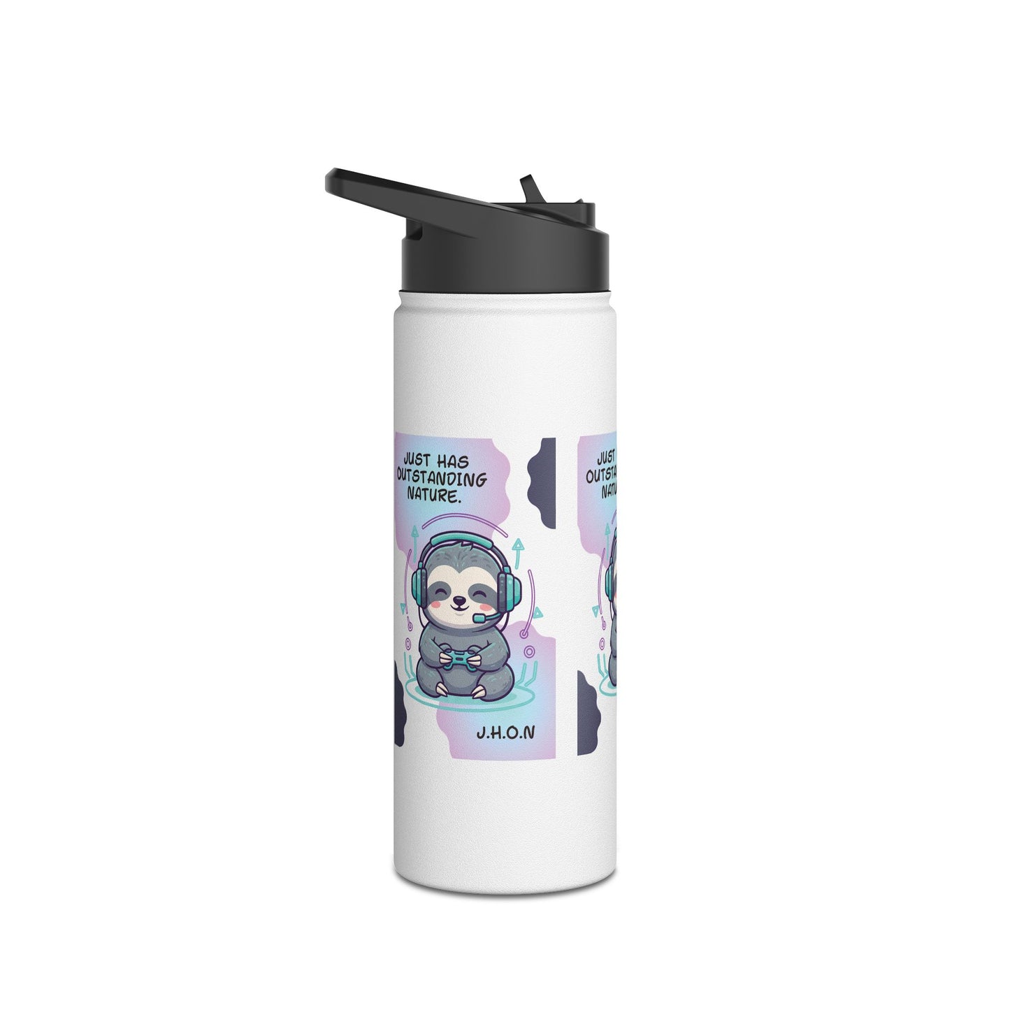 Personalized Initial Quote Sloth Gamer Stainless Steel Water Bottle