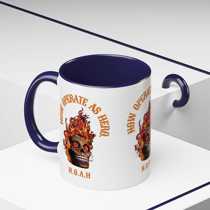 Personalized Initial Fire Skull Accent Coffee Mug